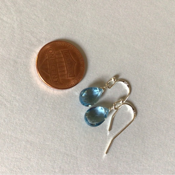 New handcrafted Sundance charm blue topaz Briolette silver 925 earrings - Picture 5 of 6